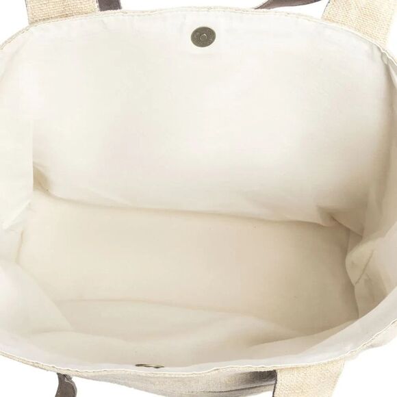 Myra Bag Handmade Kendlie Tote Bag Upcycled Canvas & Cowhide Leather - Picture 4 of 11